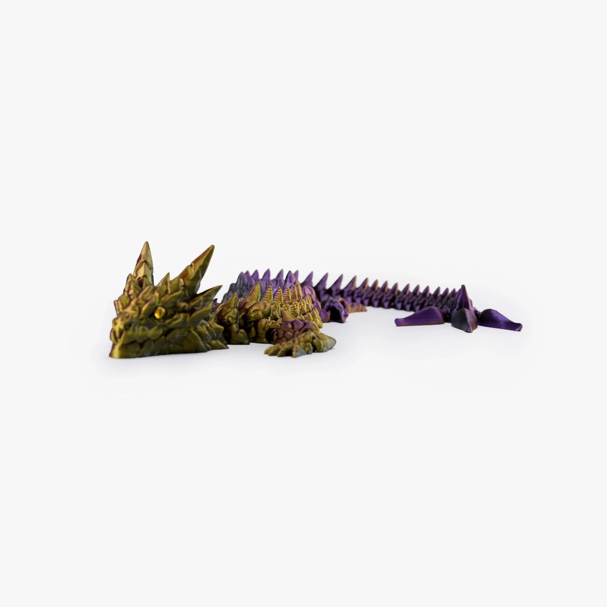 Side view of articulated dragon toy in matte finish
