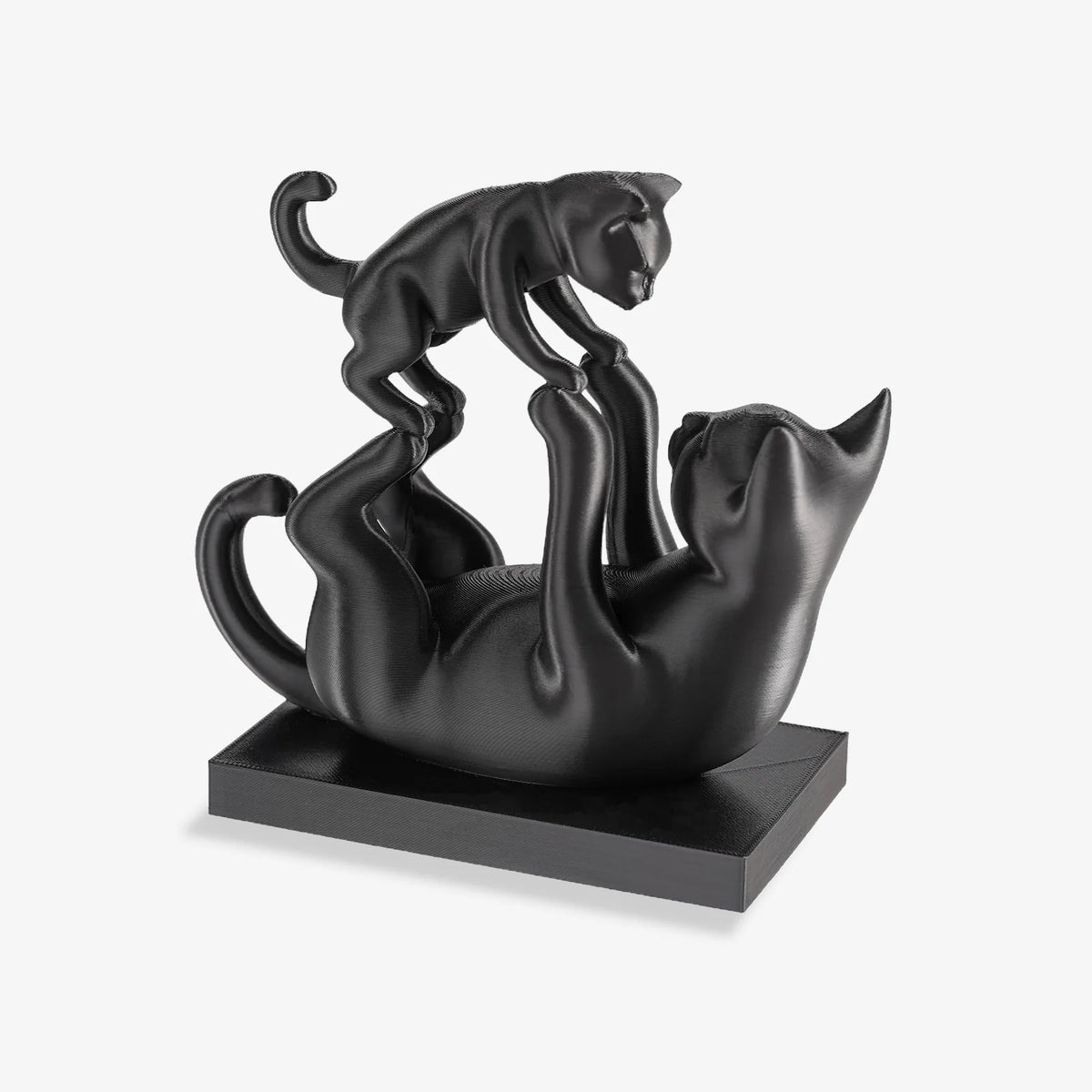 Back view of Cat and Kitten 3D Printed Figurine