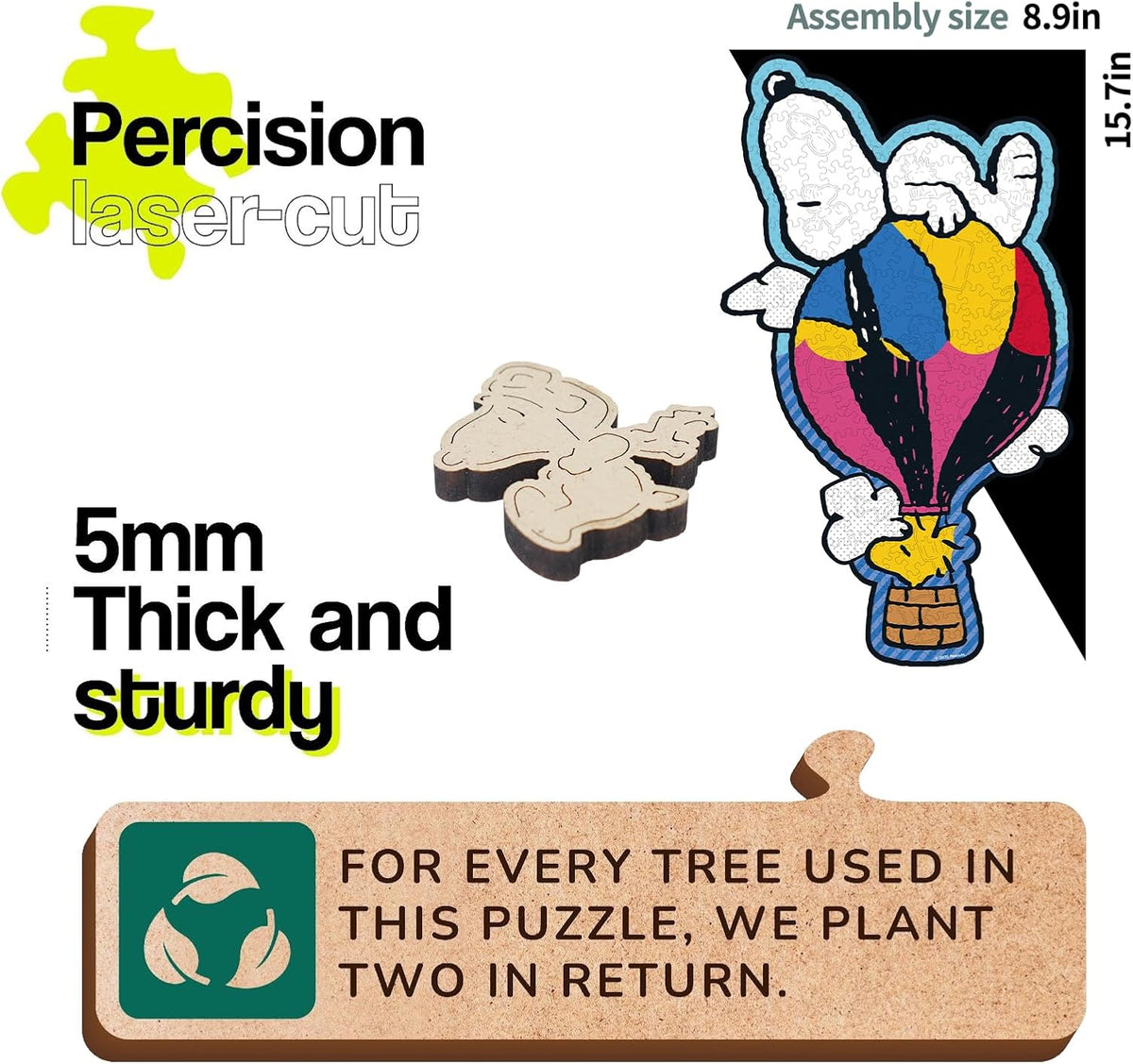 Premium laser-cut solid wood puzzle pieces