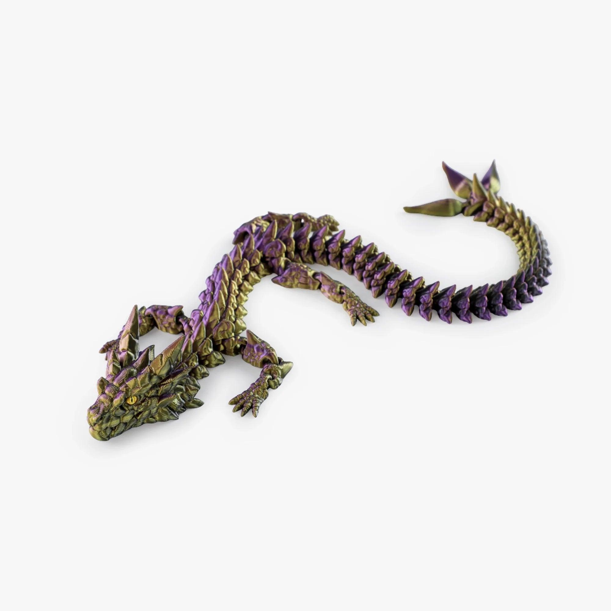 Matte 3D printed articulated dragon with detailed scales