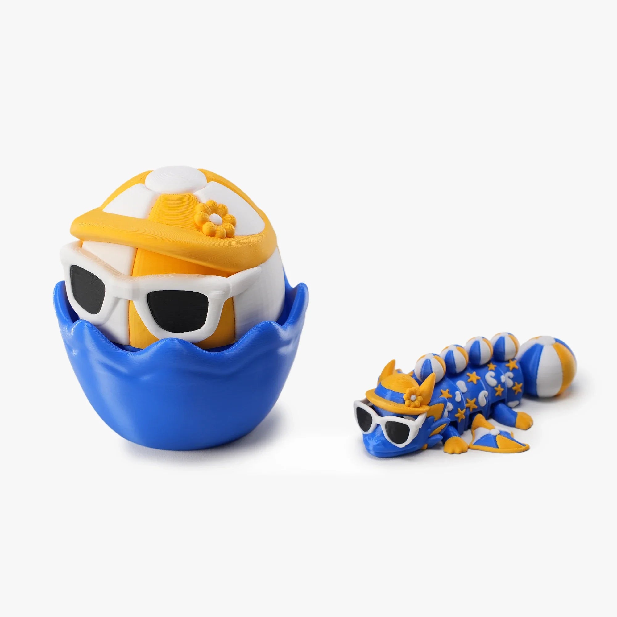 Summer 3D Printed Dragon Egg with yellow hat