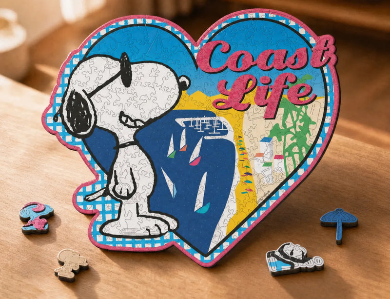 Südamekujuline Snoopy puidust pusle