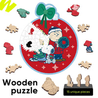 Snoopy Kalėdinio Papuošimo Medinė Dėlionė