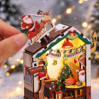 Assembling Santa sleigh on Christmas House 3D wooden puzzle