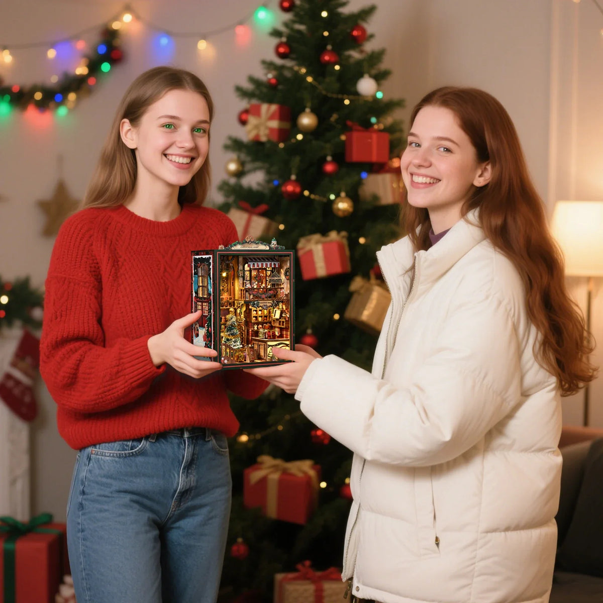 Christmas Shop Music Box 3D wooden puzzle holiday gift scene