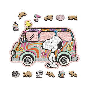 Retro Hippie Van Snoopy Wooden Puzzle