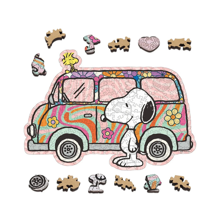 Retro Hippie Van Snoopy Wooden Puzzle