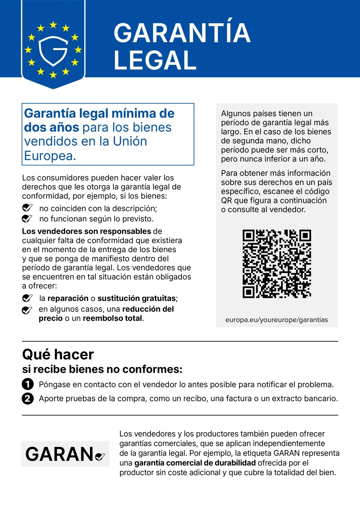 Tus derechos de garantía legal