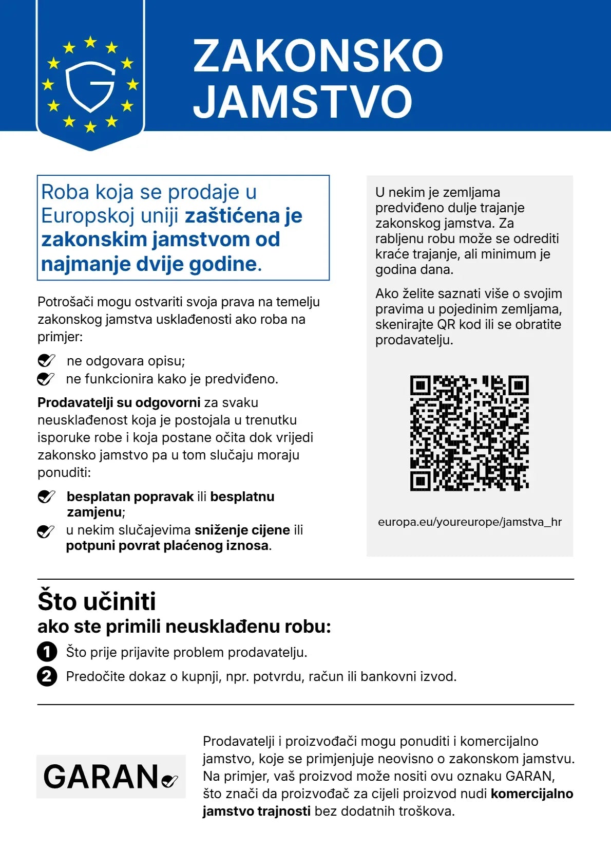 Vaša prava iz zakonskog jamstva
