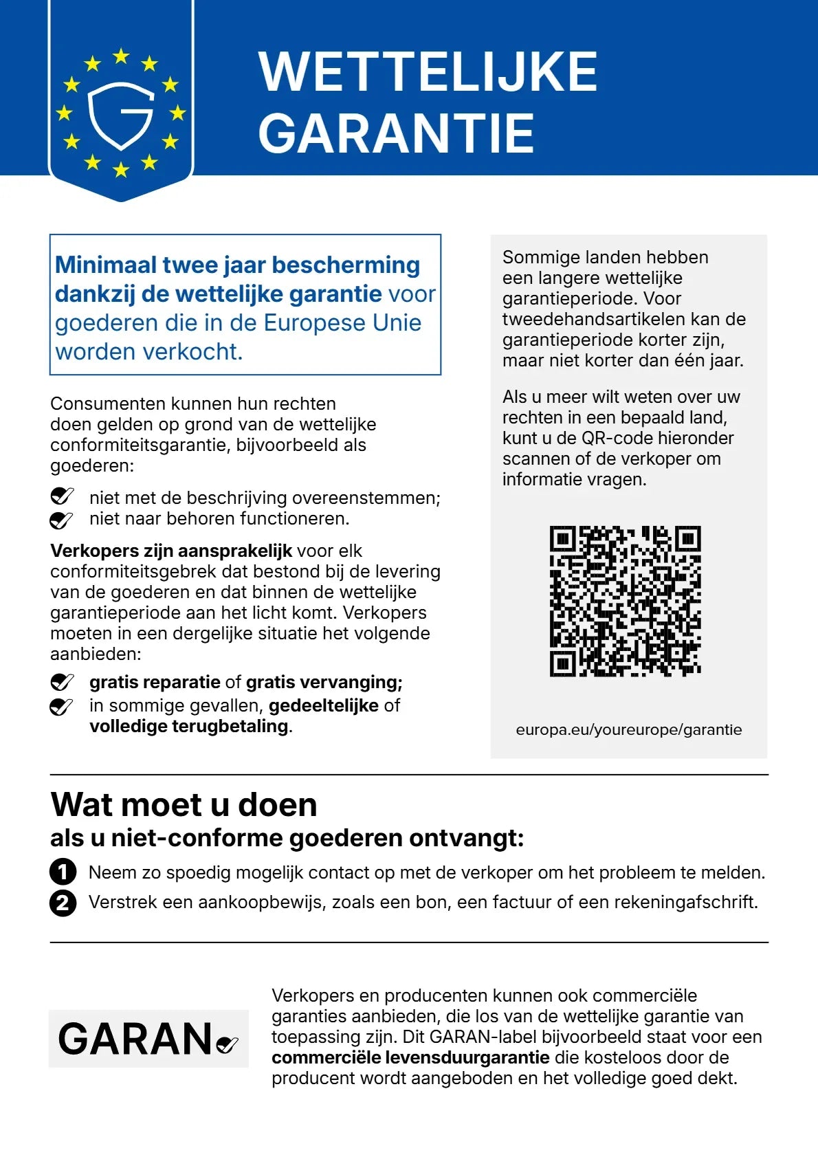 Uw rechten bij de wettelijke garantie