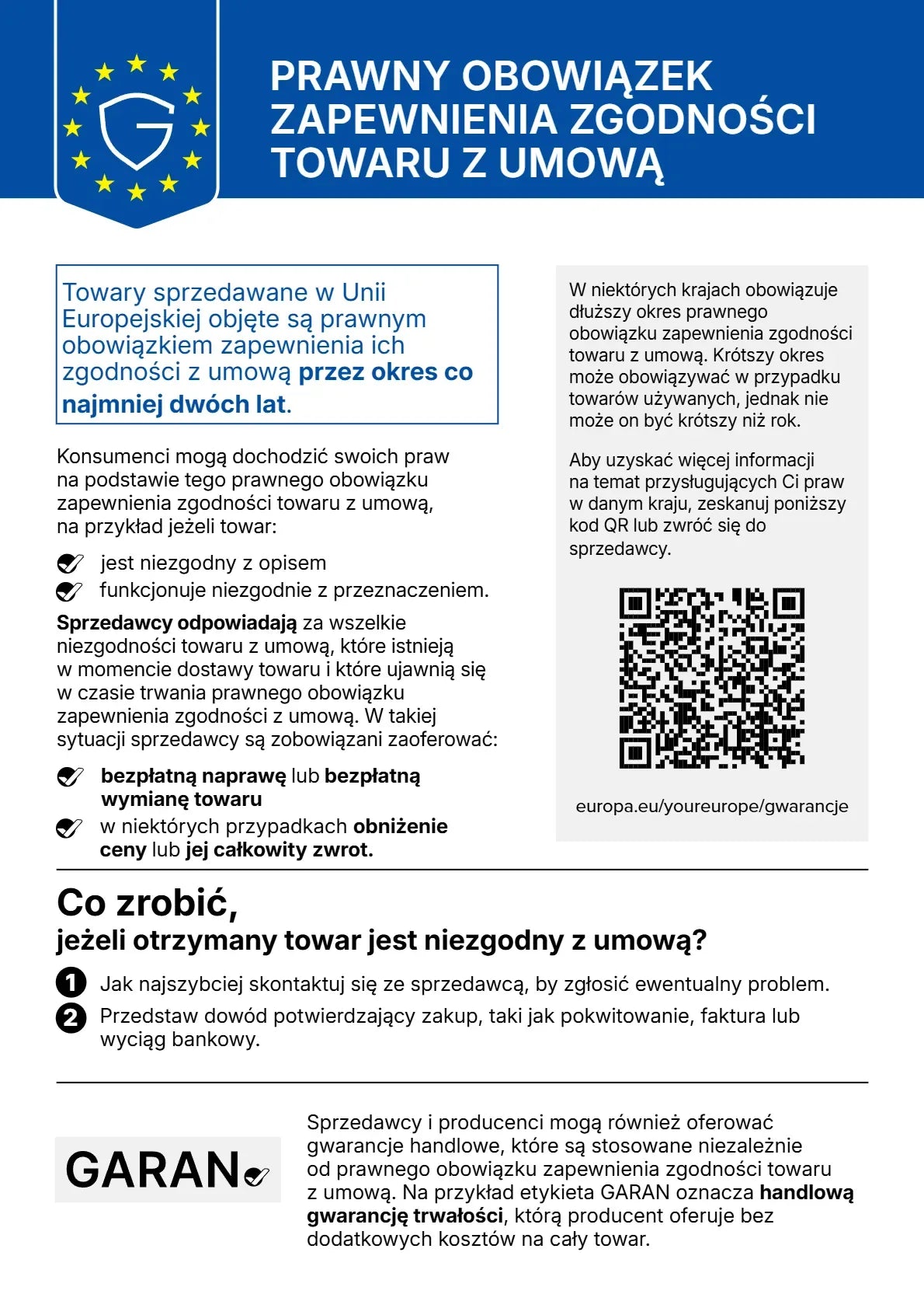 Twoje prawa z tytułu zgodności towaru z umową