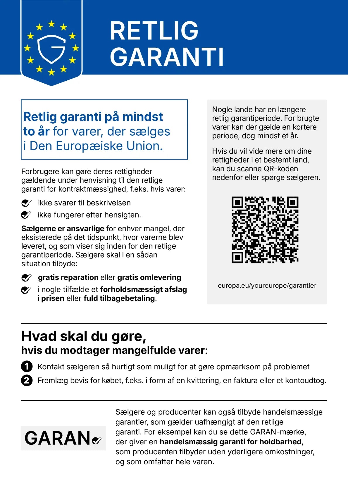 Dine rettigheder under den retlige garanti