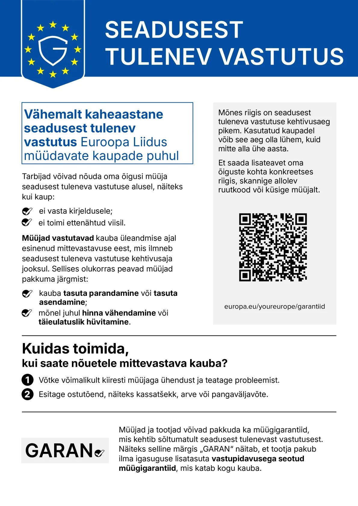 Teie õigused seadusest tuleneva vastutuse alusel