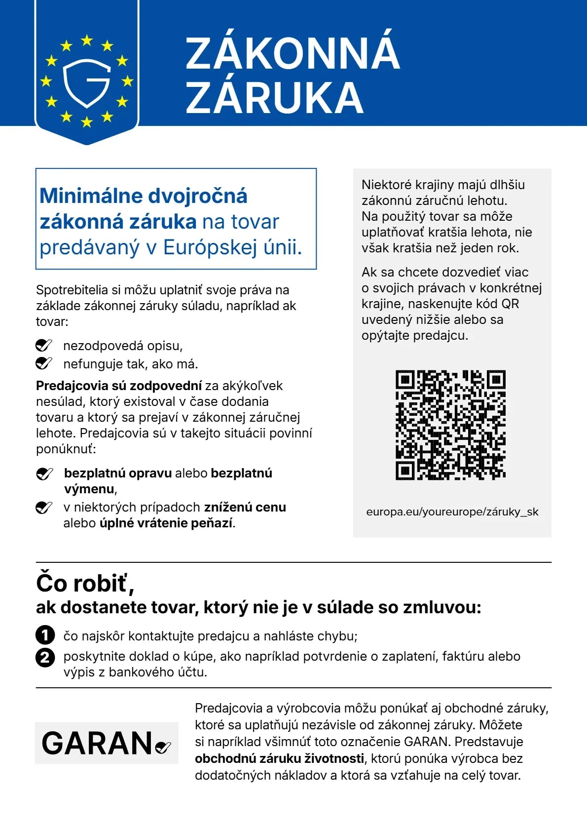 Vaše práva zo zákonnej záruky