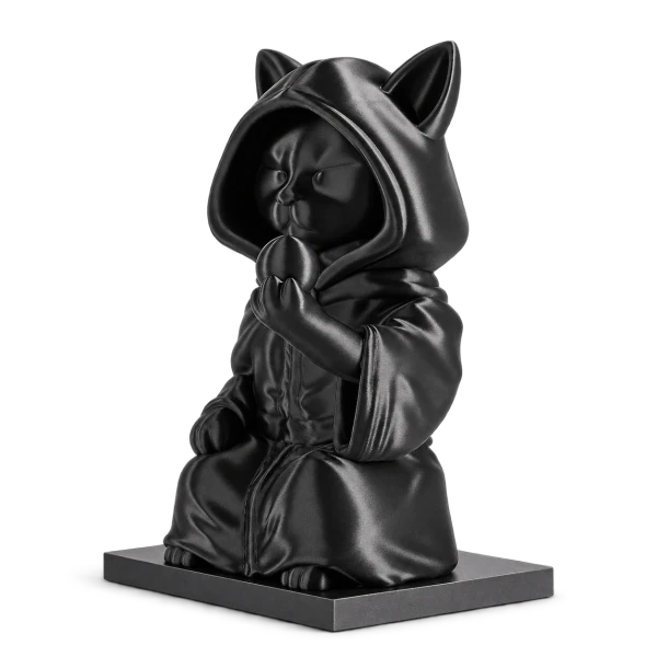 Black Cat Wizard 3D Printed Sculpture