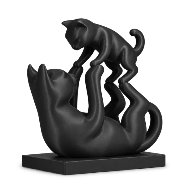 Cat and Kitten 3D Printed Figurine